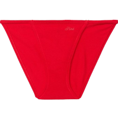 PINK Cotton String Bikini Panty - Bright Vermillion