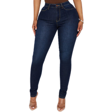 Fashion Nova Classic Charmer High Rise Booty Lifter Skinny Jeans - Dark Denim