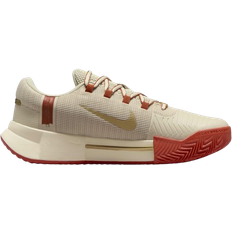Beige - Women Racket Sport Shoes Nike GP Challenge 1 Premium W - Sand Drift/Rust Factor/Gum Medium Brown/Metallic Gold