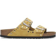 Women - Yellow Sandals Birkenstock Arizona Rivets Suede Leather - Ochre