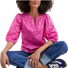 On 34th Women's Solid Eyelet Puff Sleeve Blouse - Strawberry