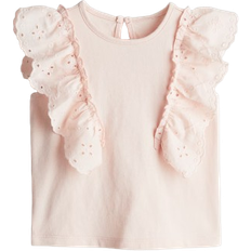 Pink Children's Clothing H&M Frill Trimmed Cotton Top - Light Pink (1237072001)