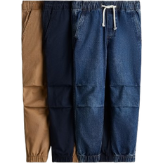 H&M Pojke 3-Pack Joggers I Bomull - Marinblå/Denimblå