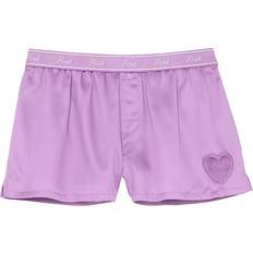 Purple Pyjamas PINK Silky Boxy Pajama Shorts - Grape Taffy Love Patch Caliente