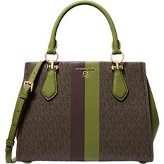 Michael Kors Marilyn Medium Logo Stripe Satchel - Meadow Green