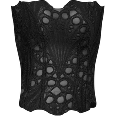 PrettyLittleThing Textured Sheer Floral Lace Corset - Black