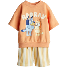 H&M 2-Delt Sweatshirtsæt Med Tryk - Orange