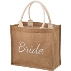 Shein 1PC Jute/Burlap Tote Bags Soft Handles Laminated Interior,Wedding / Engagement / Honeymoon / Anniversary / Wife Gift Bride Burlap Tote Bag, Team Bride Bridesmaid Gift, Bridal Shower, Bachelorette Party, Wedding Honeymoon Gift Bag,Wedding Decor