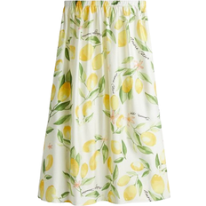 H&M Flared Skirt - White/Lemons