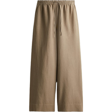 H&M Wide Linen-Blend Trousers - Beige