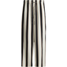 On wide H&M Wide Pull-On Trousers - White/Striped