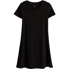 H&M Girls Black Short-sleeved jersey dress 12-14Y