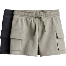H&M Cargo Sweatshirt Shorts 2-pack - Dark Grey/Light Khaki Green (1235351002)