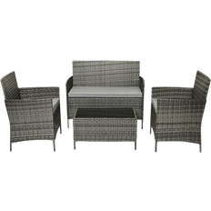 Brown - Glass Outdoor Lounge Sets EVRE 4-seater - Grey Outdoor Lounge Set, 1 Table incl. 2 Chairs & 1 Sofas