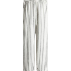 White - Women Trousers H&M Straight Drawstring Trousers - Cream/Striped