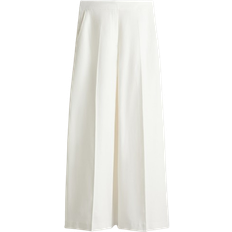 H&M Wide Leg Trousers in Linen Blend - White
