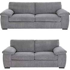 SquareBoxx Capri Jumbo Cord 3+2 Grey Sofa 200cm 3 Seater, 2 Seater