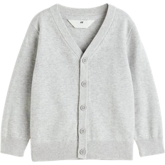 H&M Fine-Knit Cotton Cardigan - Light Grey Marl (1066375008)