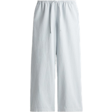 H&M Denim Trousers with Drawstring - Light Blue/Striped