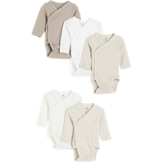 H&M Wrapover Bodysuits 5-pack - Beige Marl/Mole (0814306044)