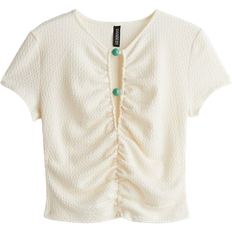 H&M Bead Detail Ruched Top - Cream