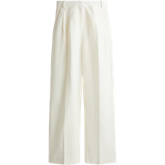 H&M Wide Linen-Blend Trousers - White
