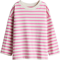 H&M Oversized Jersey Top - Cream/Pink Striped