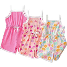 Multicoloured Jumpsuits Shein Young Girl pcs Cute Cartoon Patterned Rompers With Spaghetti Straps Various Styles Suitable For Beach Vacation And Summer