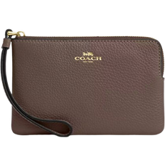 Coach Corner Zip Wristlet - Pebbled Leather/Gold/Dark Stone