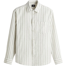 H&M Regular Fit Linen-Blend Shirt - Greige/Striped