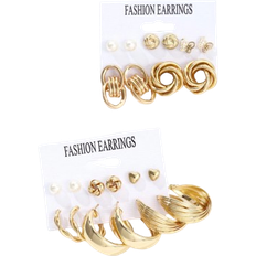 Shein 22pcs Simple Metallic Geometric Stud Earrings Set For Women, Suitable For Vacation, Date, Gift And Daily Wear