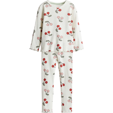 H&M Gerippter Baumwollpyjama - Weiß