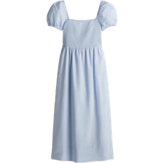 H&M Puff Sleeved Cotton Dress - Light Blue