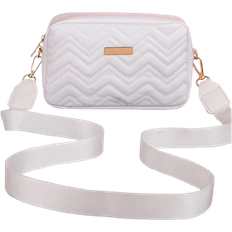 Shein White Mini Wavy Embroidery Square Bag With Metallic Decoration For Women's Coin, Phone And Storage Bag