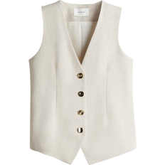 Recycled Materials - Women Suits H&M Linen-Blend Suit Waistcoat - Light Beige