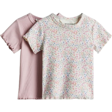 H&M Ribbed Cotton Tops 2-pack - Pink