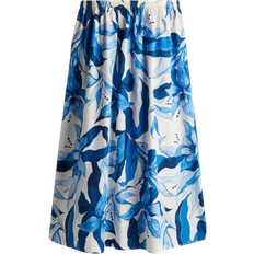 Normal midja Kjolar H&M Wide Hem Skirt - White/Blue Patterned