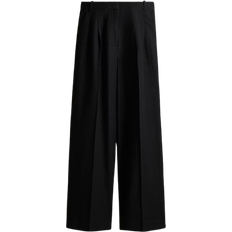 H&M Wide Linen-Blend Trousers - Black
