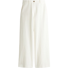 H&M Wide Linen Blend Trousers - Cream
