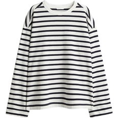 H&M Cotton Jersey Top - White/Navy striped