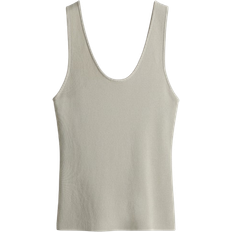 Viscose Tank Tops H&M Knitted Vest Top - Light Grey/Green