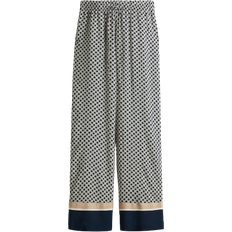 H&M Wide Pull On Trousers - Beige/Patterned