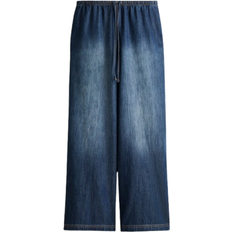 H&M Denim Pants With Drawstring - Denim Blue