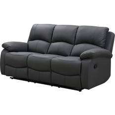 Leather Sofas - Recliner Milano Three Manual Recliner Dark Grey Sofa 199cm 3 Seater
