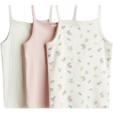 H&M Cotton Strappy Tops 3-pack - Light Pink/Bunnies (1269295002)