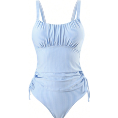 Stripes Swimwear Shein Swim Lushoire 2pcs Mature & Sexy Striped Fabric Tankini Top And High Waisted Briefs Bikini Set