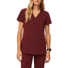 FIGS Casma Three-Pocket Scrub Top - Burgundy