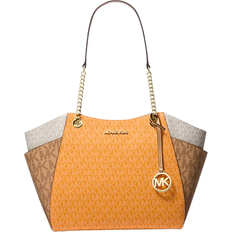 Michael Kors Jet Set Large Color Block Signature Logo Tote Bag - Pop Orange Multi
