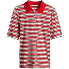 H&M Ribbed Polo Shirt - Red/Striped