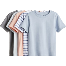 H&M Cotton Jersey Tops 5-pack - Light Misty Blue/Peach (1275981002)